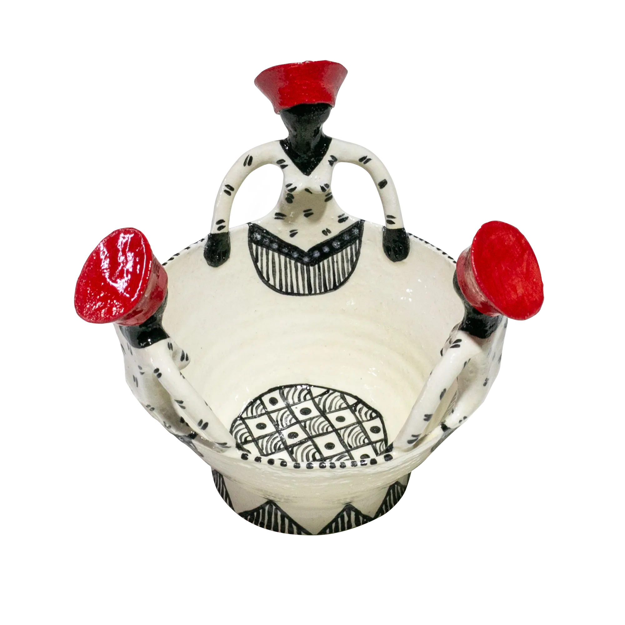 3Lady Women of Africa Bowl Zulu | Black and red on white