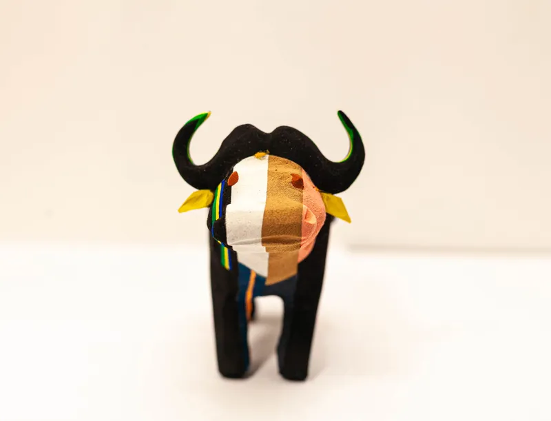 Buffalo Sculpture – Recycled Flip Flop Handmade African Art - Image 2