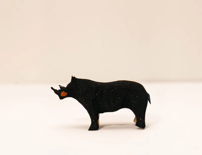 Rhino Sculpture – Mini Recycled Flip Flop Handmade Eco Art - Image 14