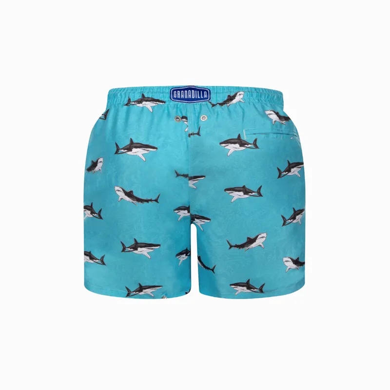 Mid-length Swim Shorts | Sharks / Teal - Image 2
