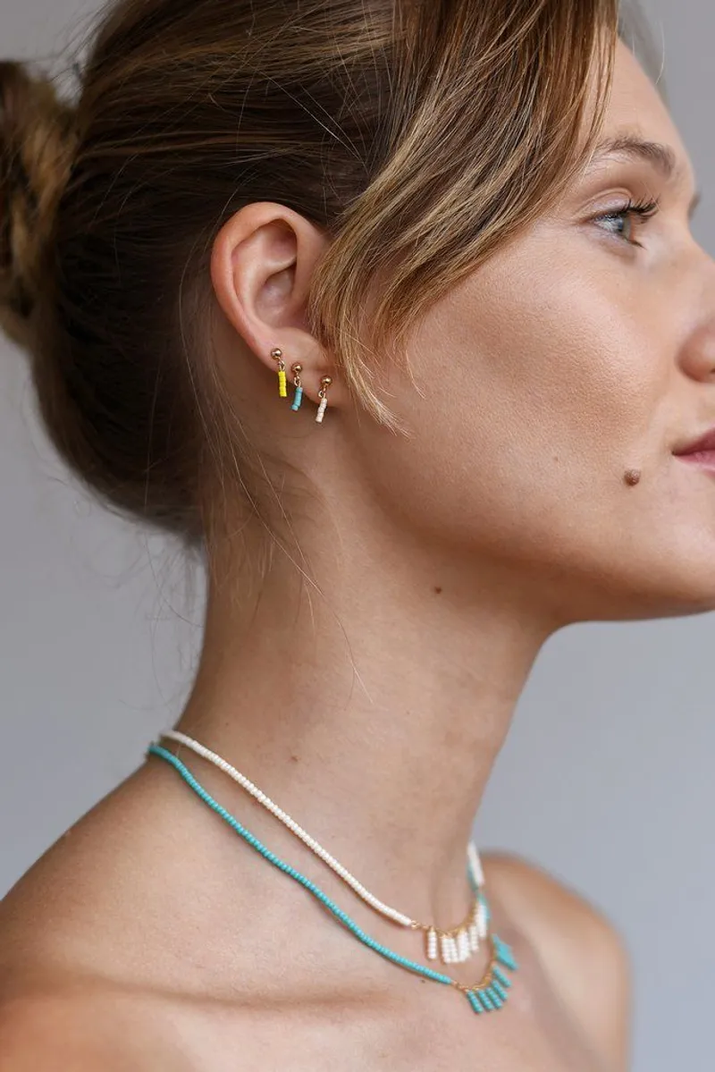 8 Drop beaded necklace - Pearl - Image 1