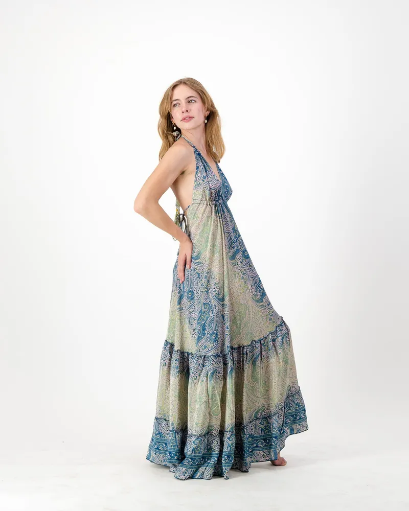 Solstice Halter Dress - Teal Maxi - Image 6