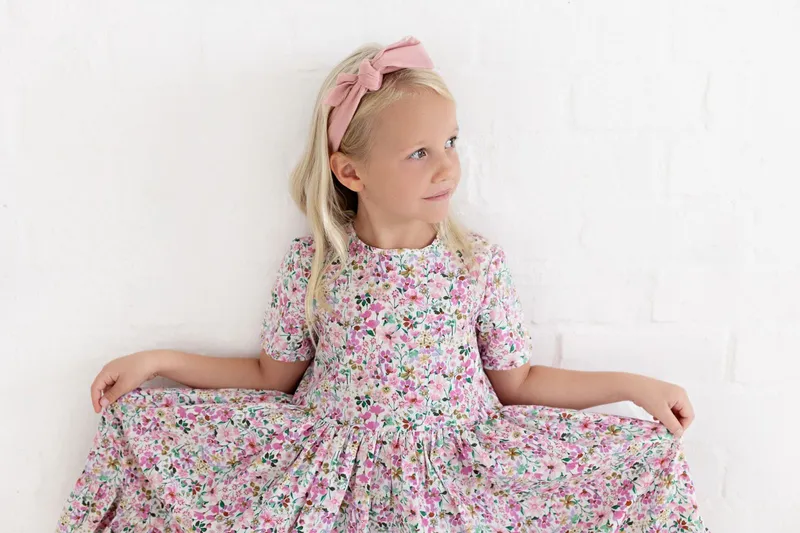 Girl's Watercolour Bouquet Dress - Image 2