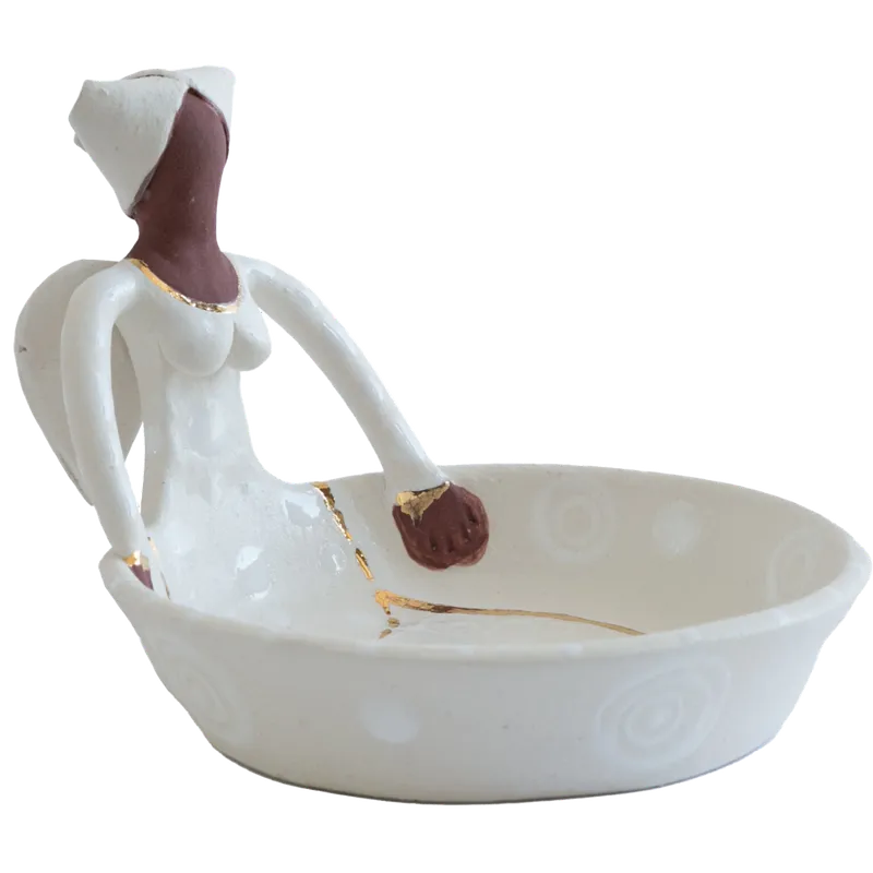 1Lady Angel Sweetie Dish White on White - Image 1