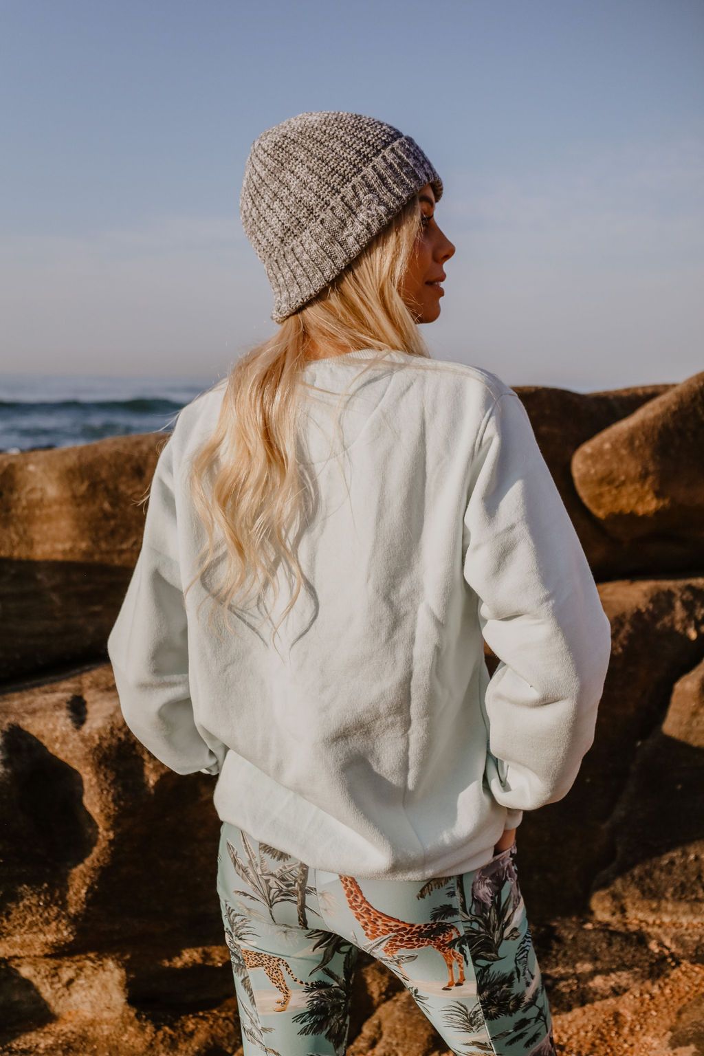 Textured Knit Tropical Sunset Beanie