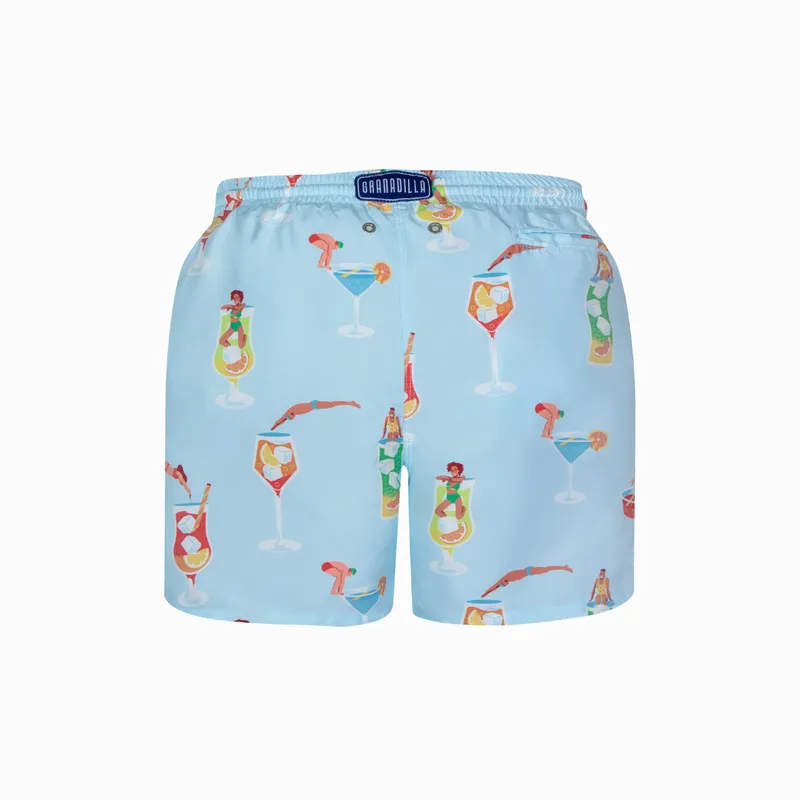 Mid-length Swim Shorts | Tipsy Diver / Light Blue - Image 6