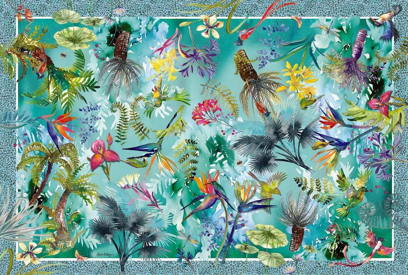 Aqua Botanical Fine Wool Scarf - Image 2