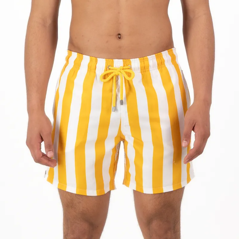 Mid-length Swim Shorts | Stripe / Yellow - Image 2