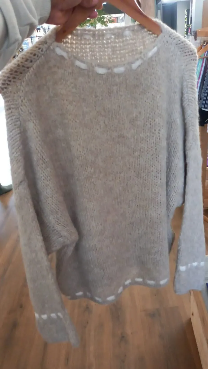 Ariah Knit Whipstitch - Stone - Image 1
