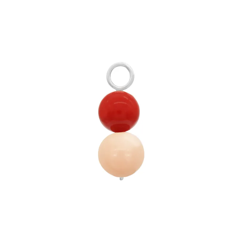 Shell Coral & Pink Jade Hoop Charm - Image 2