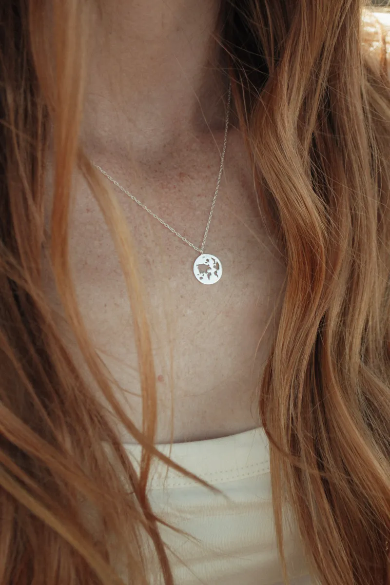 World Map Cutout Pendant - Image 3