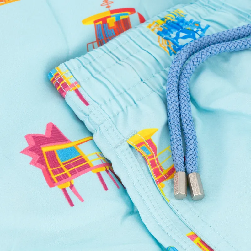Mid-length Swim Shorts | Miami Huts / Baby Blue - Image 2