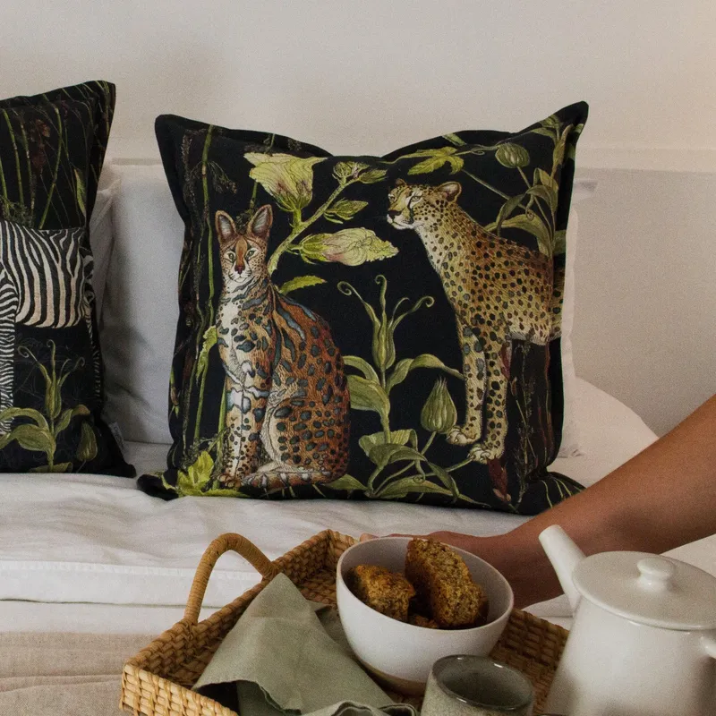 Midnight Elegance Cats ~ Velvet Scatter Cushion Cover - Image 1