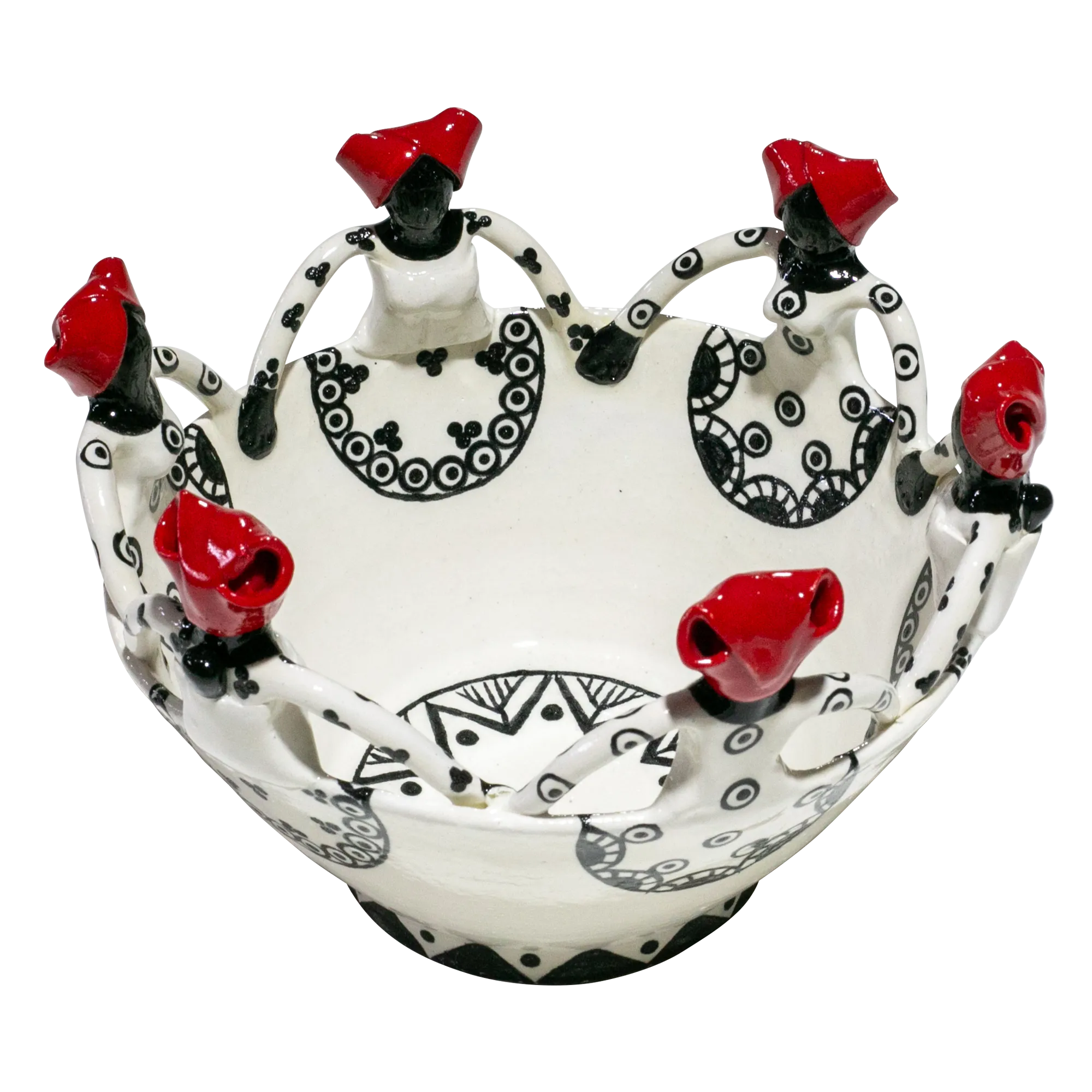 6Lady Women of Africa Bowl | Black and red on white