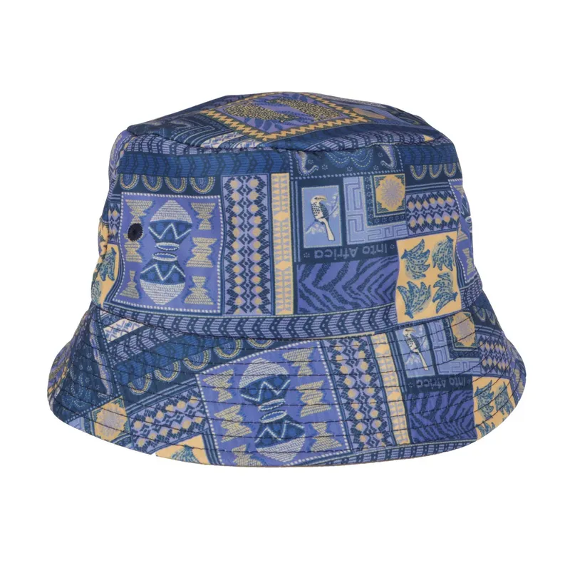 Into Africa Stone Reversible Patchworkd'afrique Blue Bucket Hat - Image 2