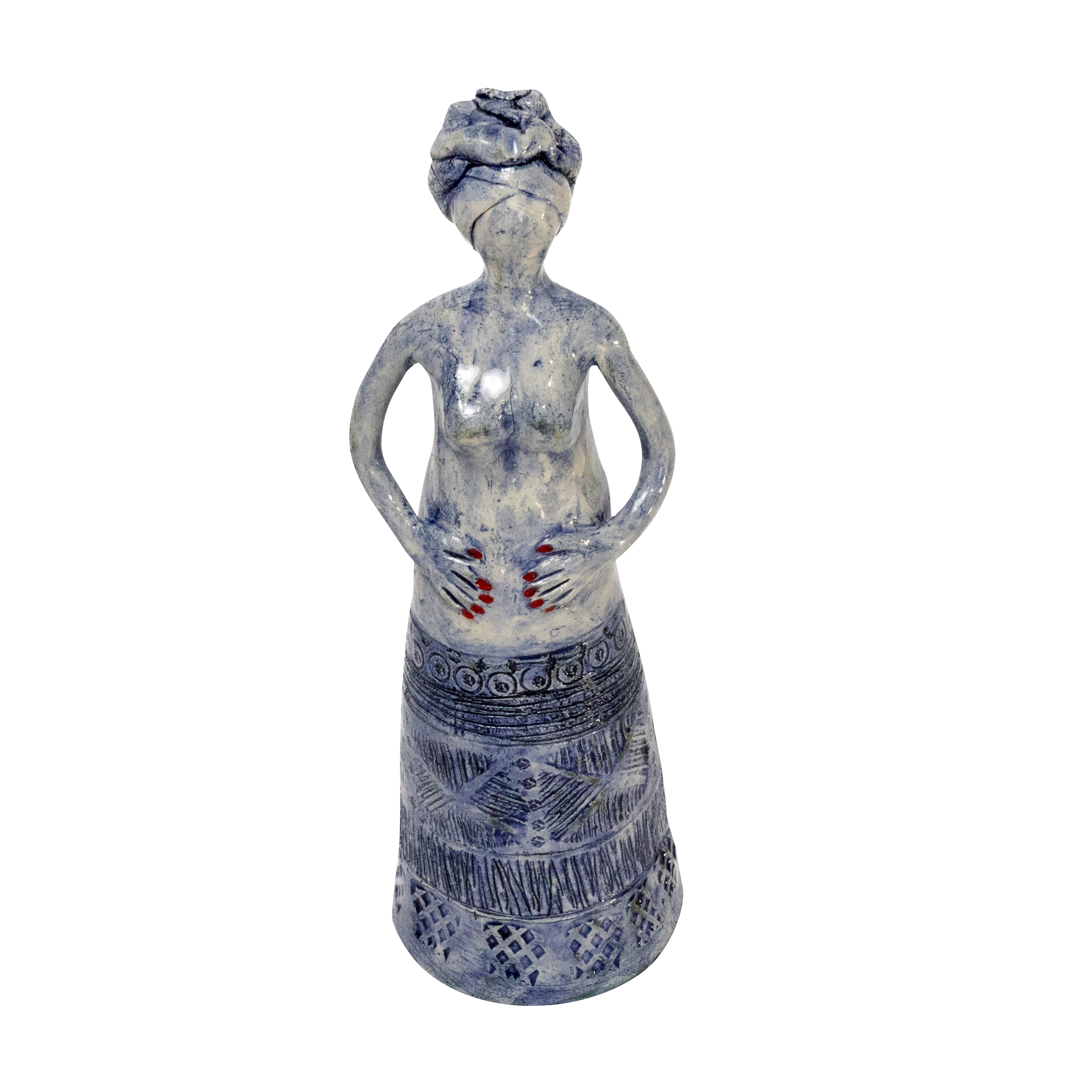 Standing African Lady Tall Blue Oxide