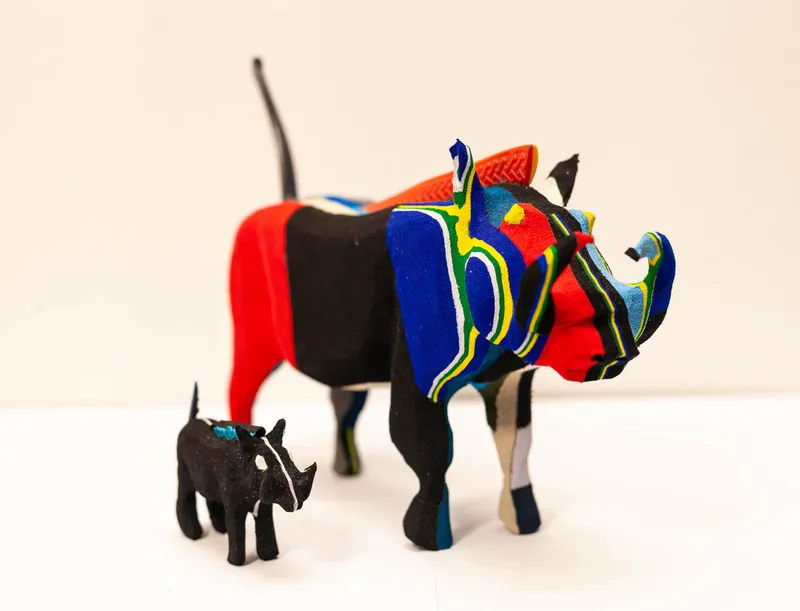 Warthog Sculpture – Mini Recycled Flip Flop Handmade Eco Art - Image 1