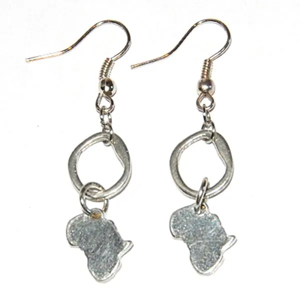 Africa charm on link earrings - ERE01A
