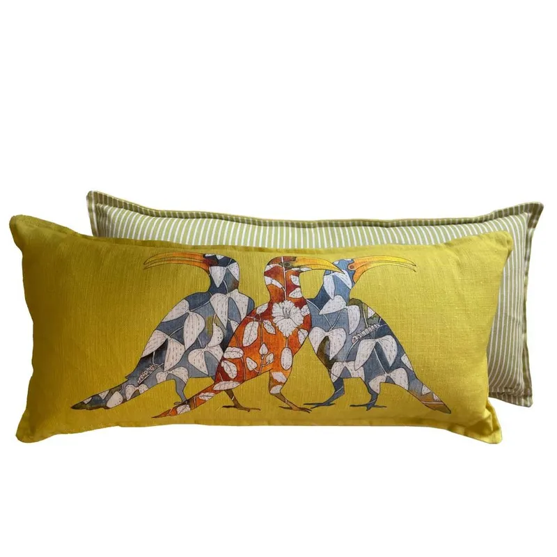 Bolster Cushion (60x30cm) - Hornbills yellow - Image 1