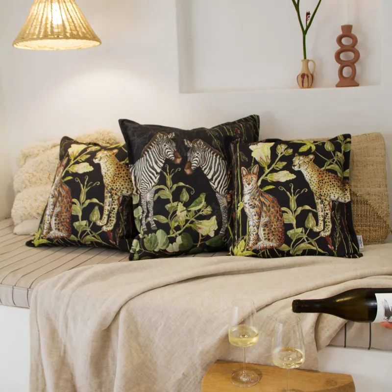 Midnight Elegance Cats ~ Velvet Scatter Cushion Cover - Image 2