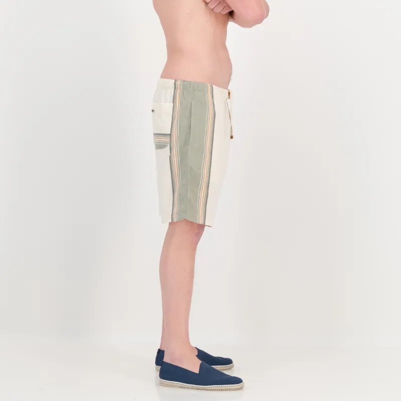 Relaxed Fit Shorts - Olive & Cream - Image 2