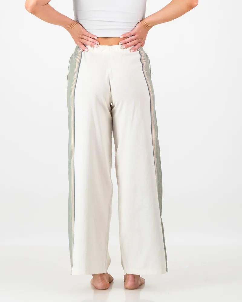 The Kikoy Side-Stripe Trousers – Olive and Cream - Image 4