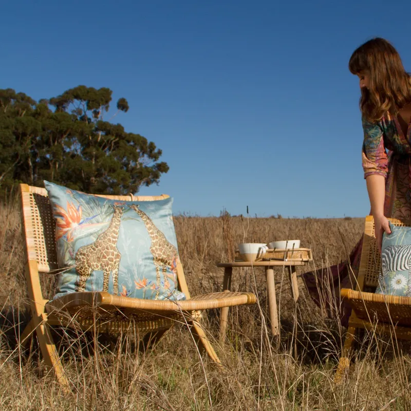 Moonlit Reverie Giraffes ~ Velvet Scatter Cushion Cover - Image 2