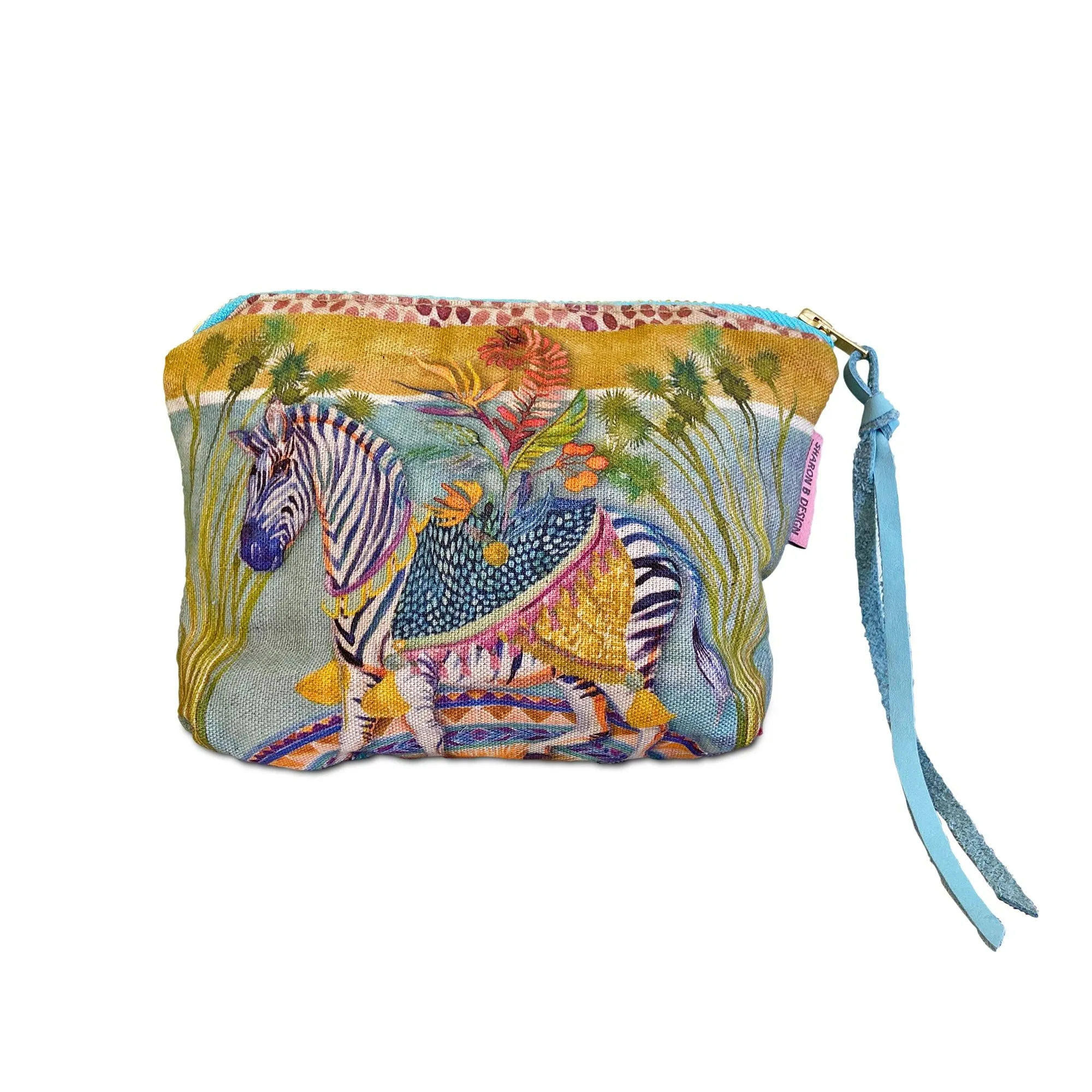 Zip Pouch with Fiesta Zebra artwork