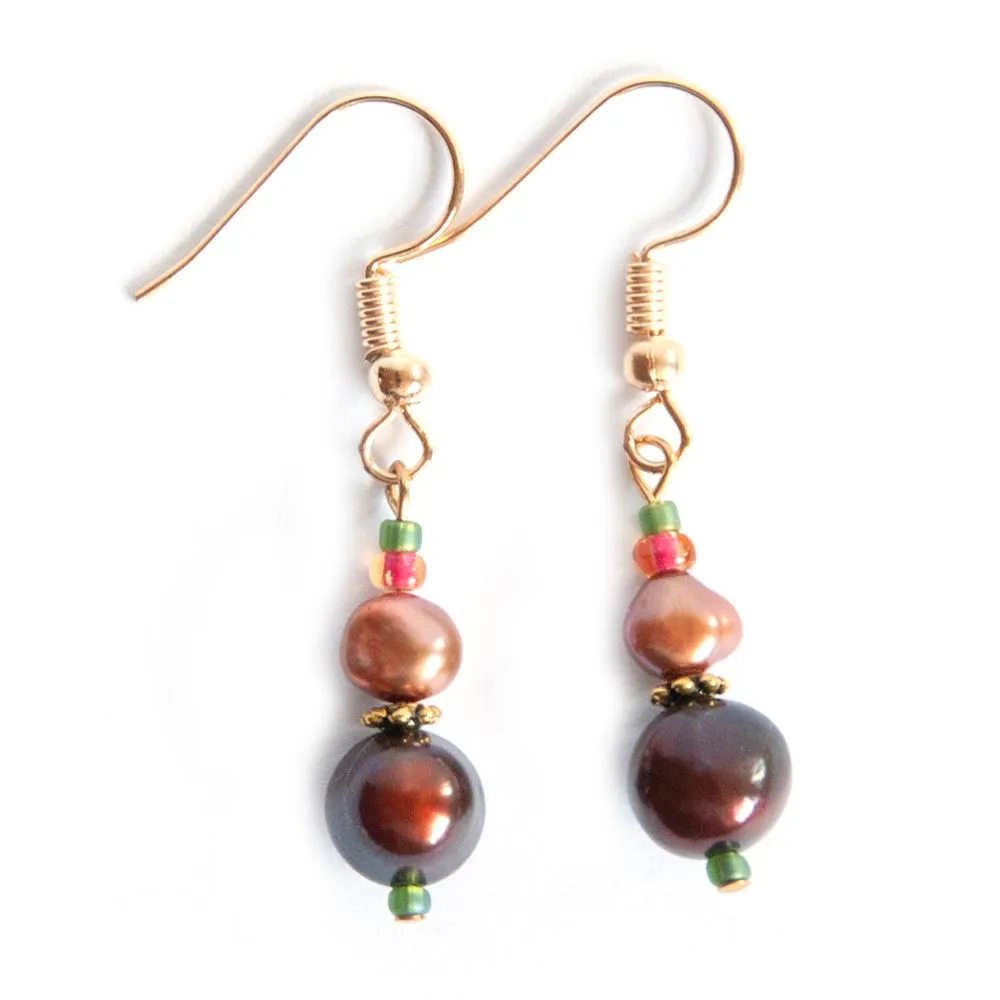 Two shades of freshwater pearl earrings - ERAL01