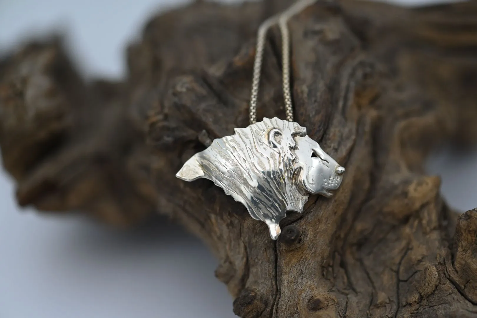 Lion Head (m) Sterling Silver Pendant.
