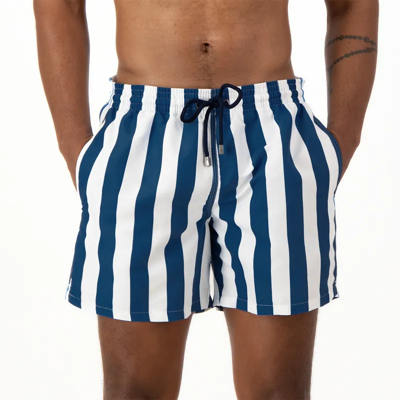 Mid-length Swim Shorts | Navy Stripe - Image 2
