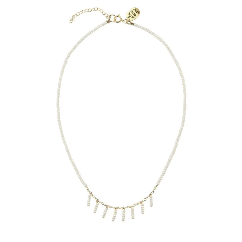 8 Drop beaded necklace - Pearl - Image 2