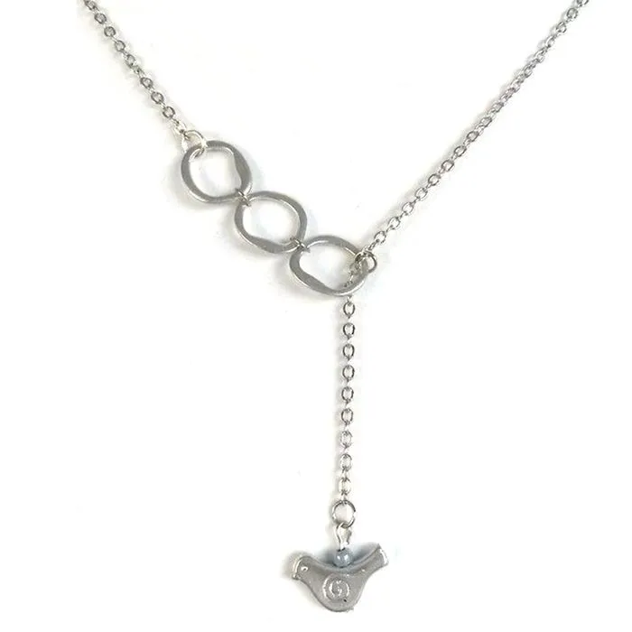 Link and chain necklace with bird charm - NWE01B