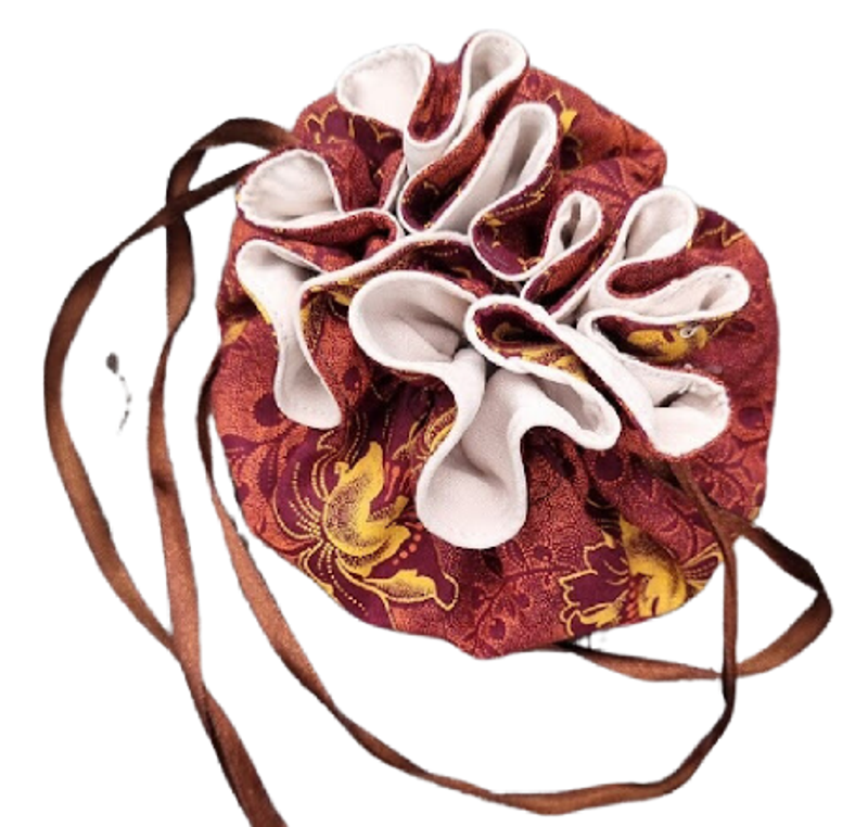 A light and compact travel jewellery bag in neutral colours of brown and yellow - JB06
