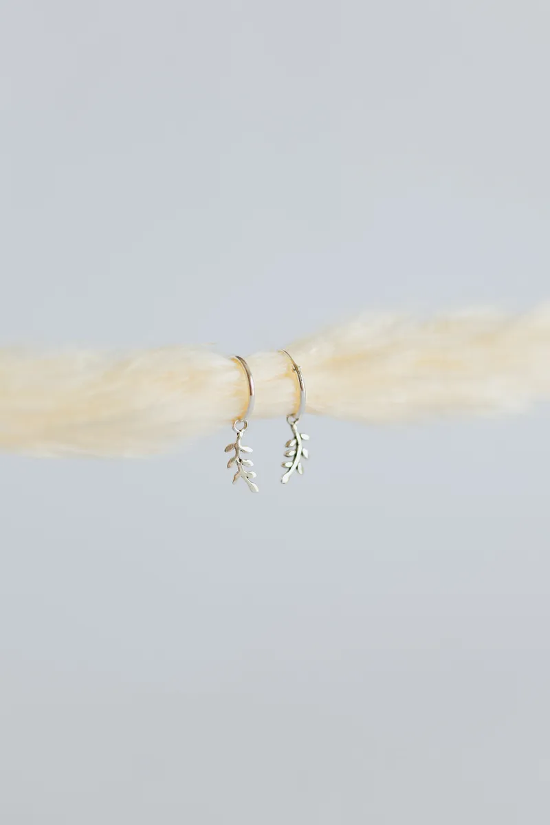 Leaf Hoop Earrings - Image 1