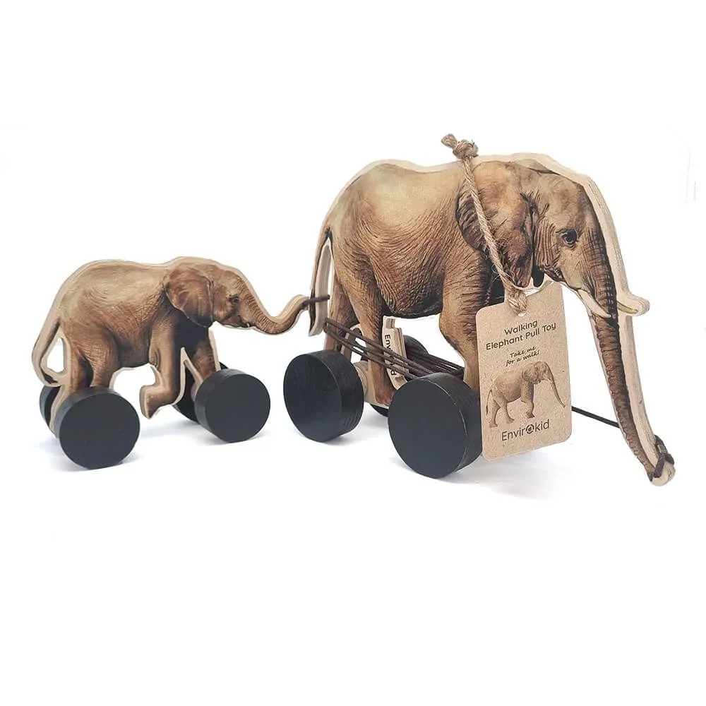Elephant Wooden Pull Toy Set