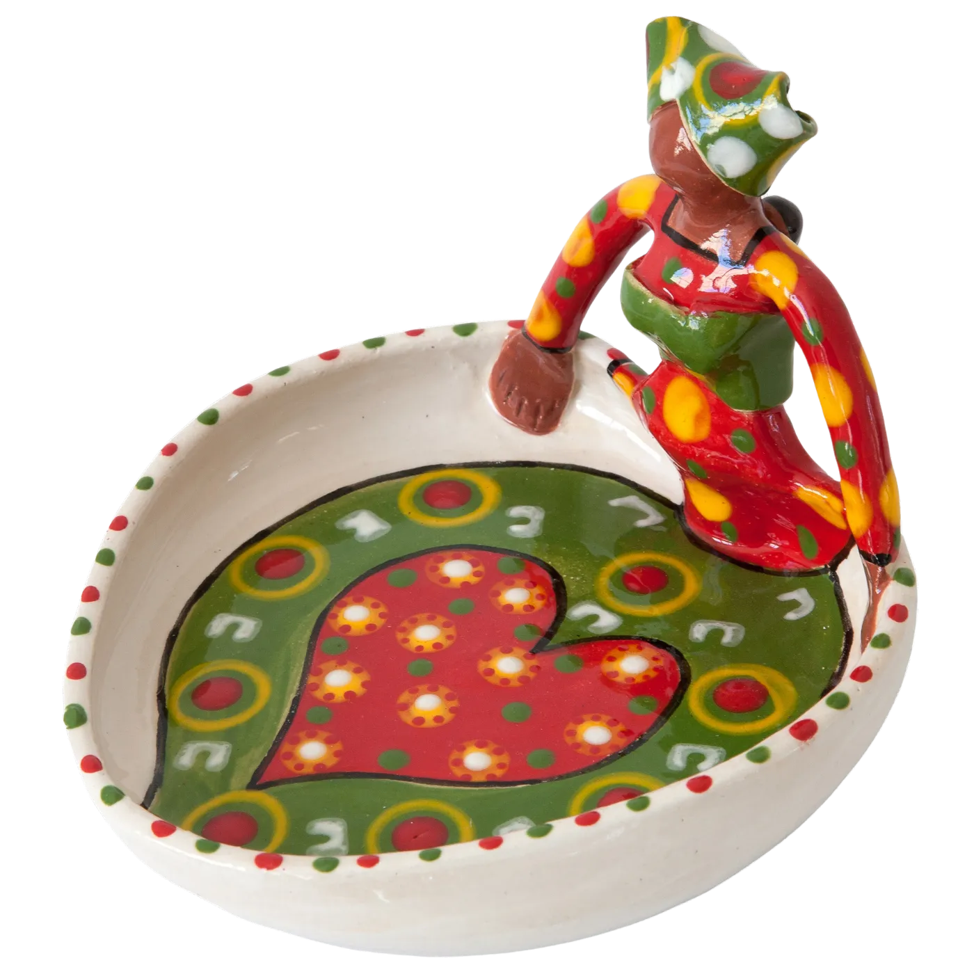 1Lady Heart Dish Bright on White