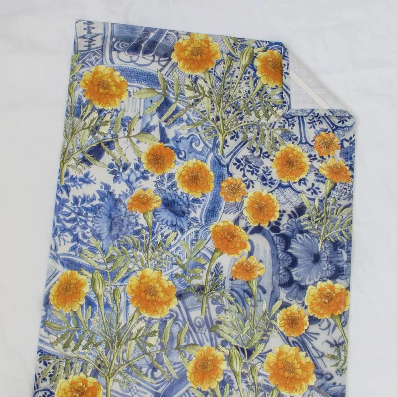 Marigold and Delft Cotton Tea Towel - Image 3
