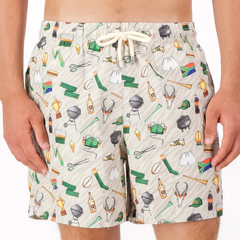 Mid-length Swim Shorts | Game Day / Milk - Image 2
