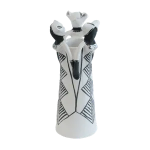3Lady Medium Vase Black on White
