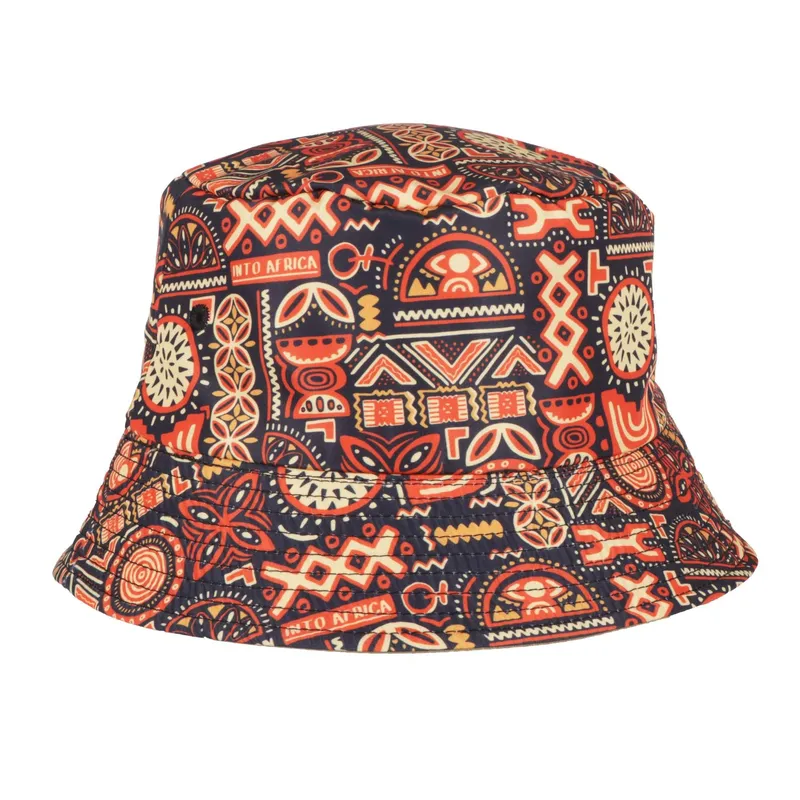 Into Africa Stone Reversible Modern Ethnic Rust Bucket Hat - Image 2