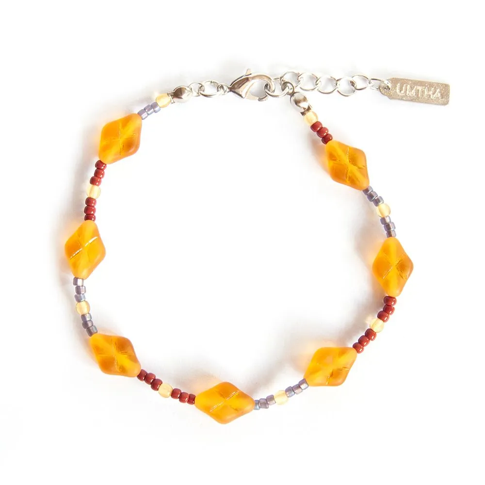 Golden diagonal Czech glass bracelet - BRST01