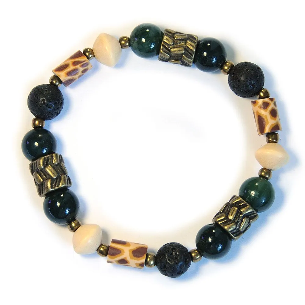 Giraffe pattern polymer clay bracelet with antique brass - BRE183F