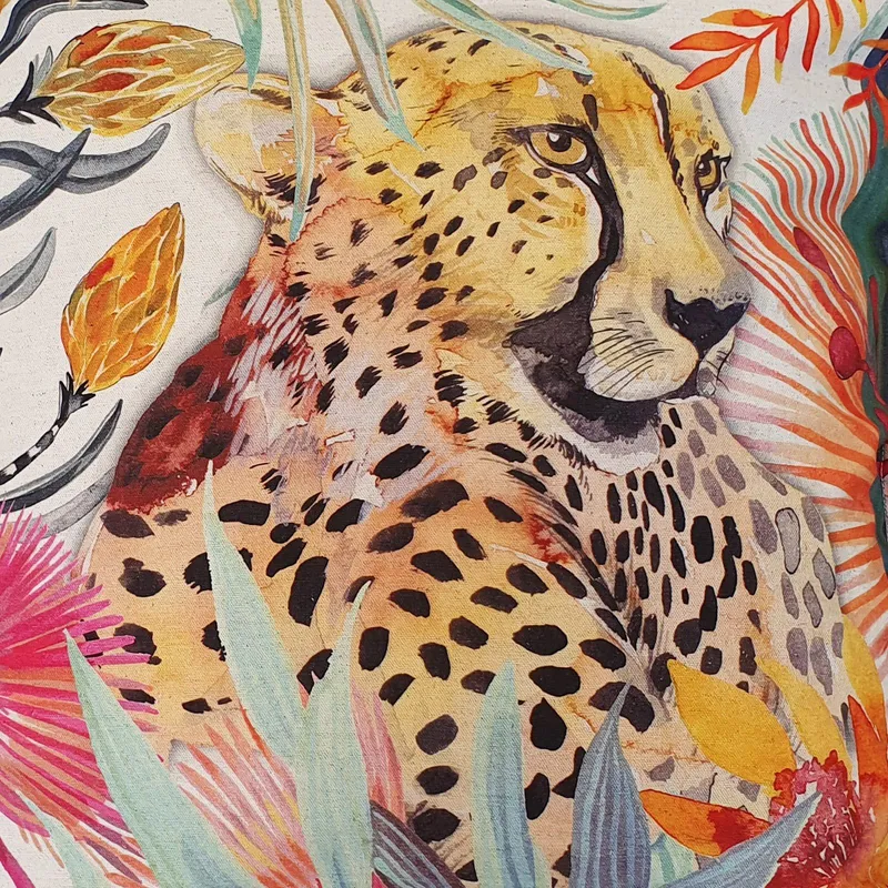 Cheetah Cushion Cover, Standard, Cotton-Linen Blend - Image 2