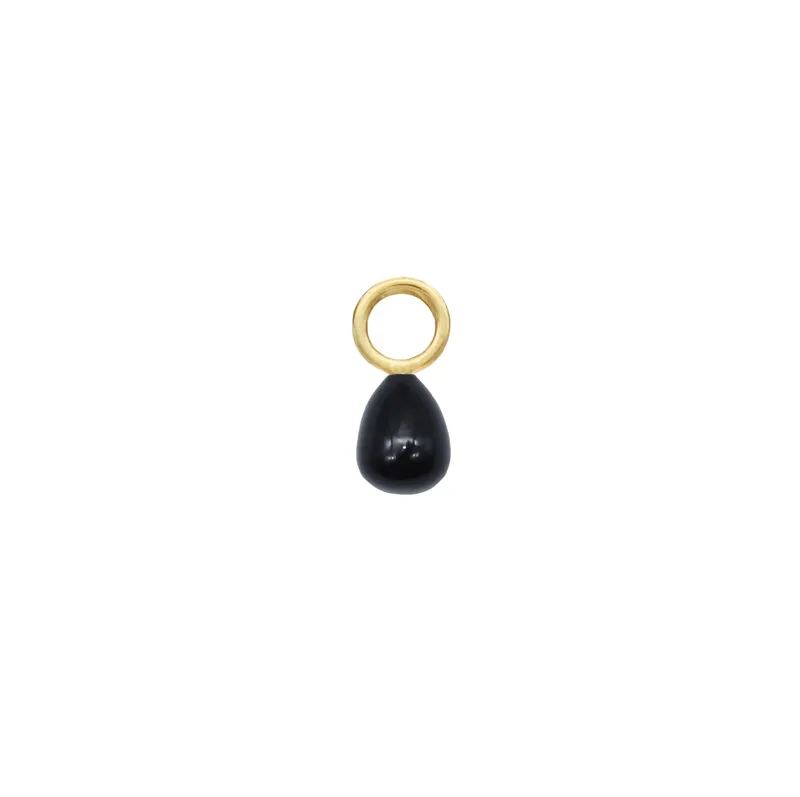 Black Onyx Pear Hoop Charm - Image 1