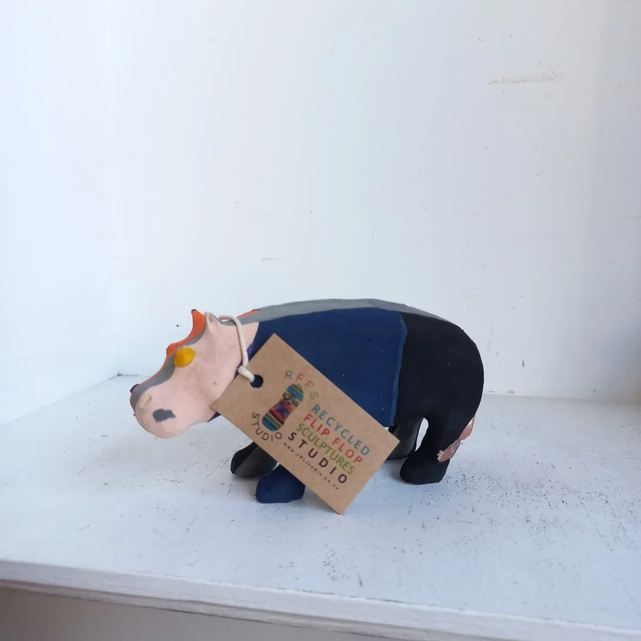 Hippo Sculpture – Recycled Flip Flop Handmade African Art