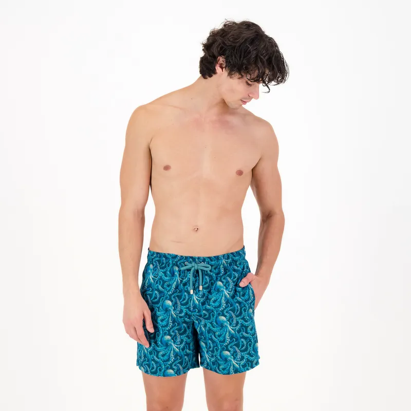 Mid-length Swim Shorts | Octopus / Teal - Image 1
