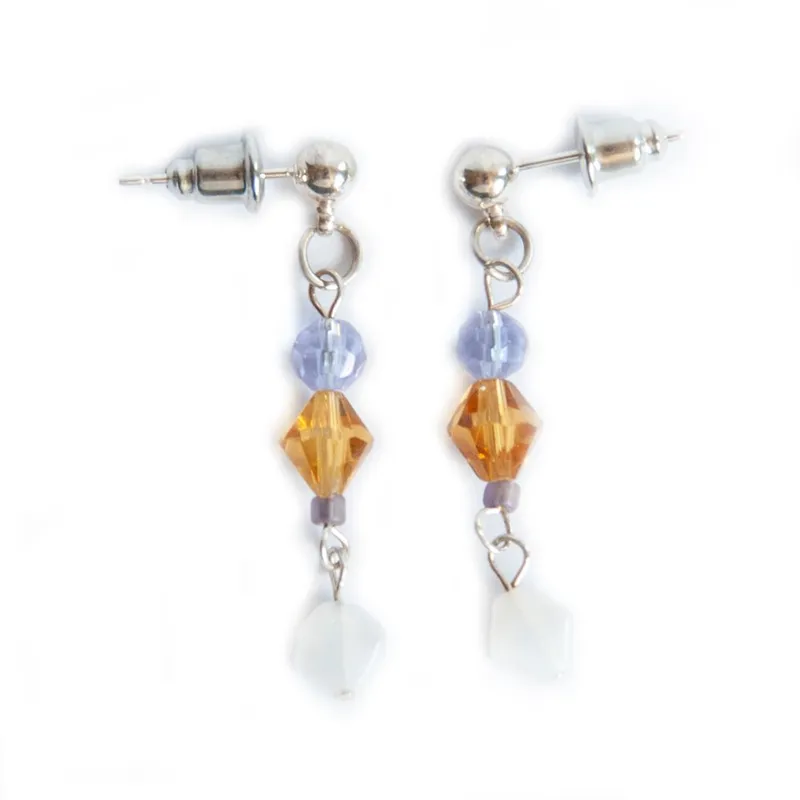 Delicate facetted glass diagonal earrings - ERIR02 - Image 1
