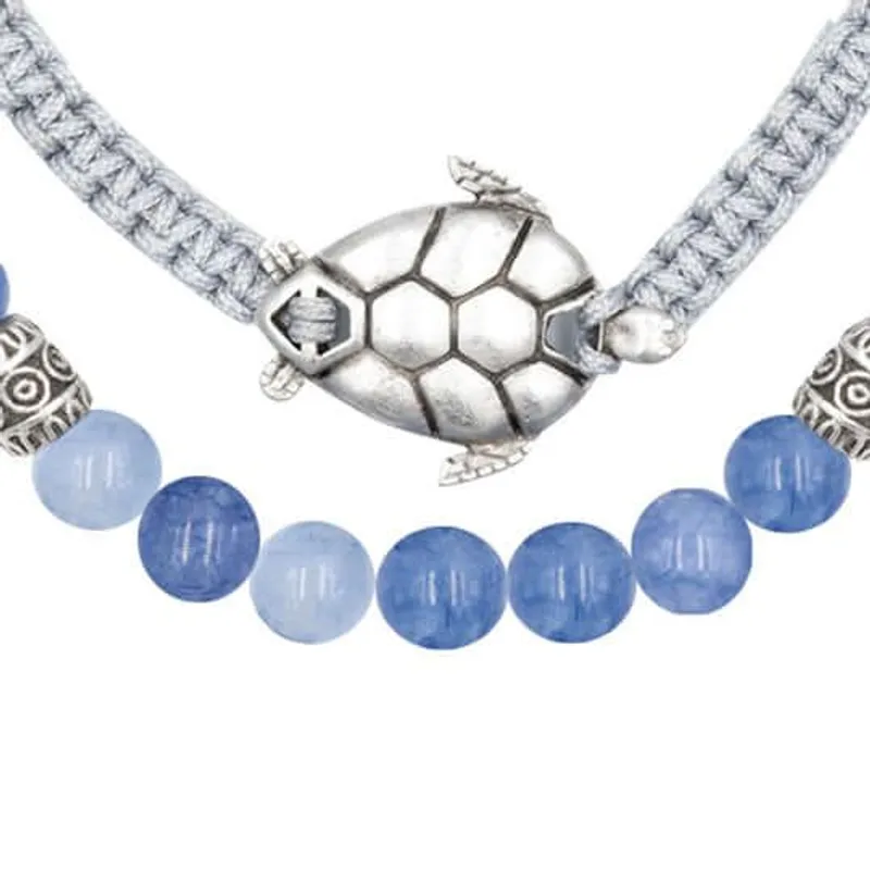 Vatuvara Foundation Aquamarine Beaded Bracelet With Turtle Pendant - Image 2
