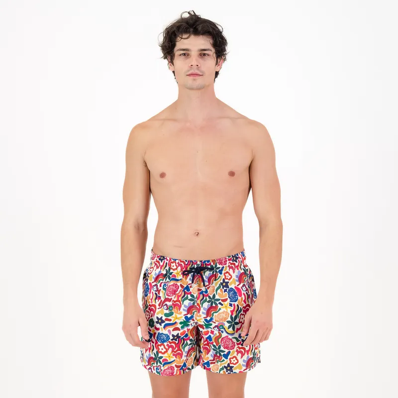 Mid-length Swim Shorts | Flora / Pink - Image 1